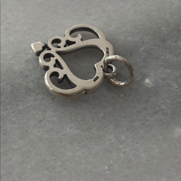 James Avery Retired Silver Ornate Open Heart Charm! New! With dust bag! - Picture 4 of 4